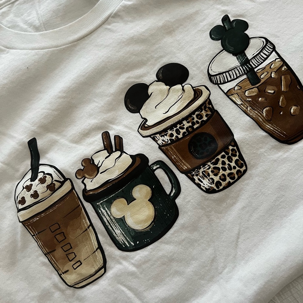 White Starbucks inspired Disney tshirt